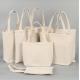 Collapsible Cotton Canvas Shopper Tote Bag Beige Color For Young Women