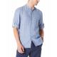 Xxxl Breathable Pure Linen Mens Long Sleeve Shirts Rolled Up With Band Collar