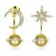 14.11mm 3.73g Star And Moon Earrings Studs Kwanzaa Gift 925 Silver Earrings