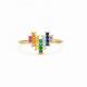 Wedding Engagement Ring in 18K Gold with Cute Heart Shape Design and Rainbow