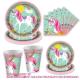 Unicorn Party Dinnerware Plates Cup Supplies Baby Shower Disposable Tableware Set Kids Birthday Party Paper