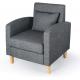 Single Sofa Living Room Armchair Modern Style Upholstered Fabric Solid Back