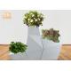 Irregular Flower Pots Geometric Shape Floor Vases Glossy White Fiberglass Planters
