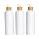 Empty 250ml 200ml 300ml 500ml 4oz Luxury Shower Body Cosmetic Round Plastic Shampoo White Pet Custom Bamboo Lotion Pump