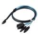 12Gbps Mini Sas 38p SFF 8654 To 4 SATA Extension Cable