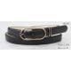 Skinny Black Color Womens Fashion Belts With Gold Buckle & Metal Loop In 2.35cm