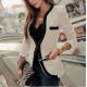 Women Slim Blazer Coat Casual Jackets Long Sleeve V-Neck Black White One Button Suit OL Ou