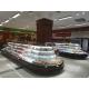 R404a Supermarket Open Front Oval Island Cooler With Three Up Shelves