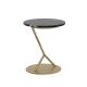 Living Room Round Small Stainless Steel End Table With antique Bronze Table Black Natural Marble Top