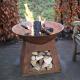 Modern Classic Design Rust Round Corten Steel Fire Pit Bowl With Square Stand