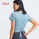 Cross Hem Lace Up Back Activewear T Shirts Breathable Short Sleeve T-Shirt For Women