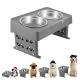 Collapsible Double Elevated Dog Water Bowl Adjustable Stainless Steel