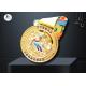 Round Stock Medals For Skiing Events Imitation Gold Plating Colorful Printing In Relief Of Skater Figure