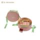 Custom Luxury Boxes WholesalRound Cosmetic Paper Box With Unique Design Mini Drawer Box Green Ribbon Handle And Gold Tray For Beauty Essentials