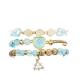 Blue Plactic Chain Gold Metal Beads Handmade Bracelet For Women Party