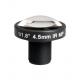 Low Distortion Lens 1 Megapixel S-Mount lens for 1/1.8 inch sensors, F2.5, f=4