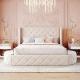 modern beds low price luxury velvet beige color soft beds for bedroom and hotel and apartments