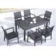YLX-RN-044 Black Rattan Armrest Chair with Rattan Rectangle Table