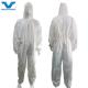 Ankle Style Microporous Hooded Coveralls PPE CE Type 5 6 White Protective Isolation Suit