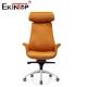 Comfortable Synthetic Leather Office Chair Adjustable Swivel Orange Wheels
