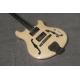 High-grade customized jazz six-string electric guitar, double f-hole half-hollow electric guitar, wood color