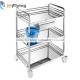 Stainless Steel Hospital Furniture 3 Tiers Treatment Medical Trolley Cart