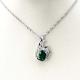 925 Silver Pendant with 6x8mm Oval Green and Clear Cubic Zircon Pendant (PSJ0401)