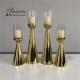 Golden Brass Taper Wedding Candle Holders Centerpiece Pillar 2 Pcs Set