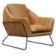 H84Cm Antique Leather Armchairs Metal Frame