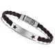 Tagor Stainless Steel Jewelry Super Fashion Silicone Leather Bracelet Bangle TYSR008