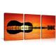 Urttiiyy 3 Panel Canvas Art Prints Music Abstract Guitar Tree Lake Sunset Art Painting