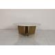 Customized Natural Marble Top Indoor Dining Table Stainless Steel Base With Bronze Finish