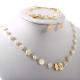White Pearl Stainless Steel Gold Or Silver Jewelry Set For Lady Classic