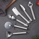 Full Stainless steel 6 piece ktichen gadget set tools with tray ice-cream spoon peeler pizza cutter
