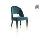 Velvet Upholstered Open Back Wood Restaurant Chairs With Gold Hardware