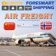 Fast China To Norway International Air Freight Services