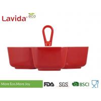Food Grade Melamine Serving Trays , 3 - Section Melamine Snack Tray With Carrying Hook