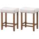 Backless Backless Cushioned Bar Stools Sponge Cushion And Solid Rubber Wooden Legs