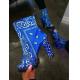 Blue Satin Leather OEM Women'S High Heel Platform Boots Anti Slippery