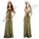 Women's Halloween Role-Play Forest Princess Costume Green Off Shoulder Long Dress Sets Style
