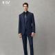 Men's Blue Striped Business Casual Suit American Formal Groom Wedding Dress Blazer Suit