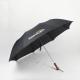Unisex Pongee 2  Foldable Golf Umbrella Strong Windproof With Dark Wood Handle