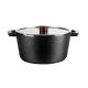 Aluminum Alloy Black Non Stick Milk Pot 24cm Velosan 4L Anti Scald Handle