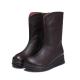 S122 Autumn and winter new mid-tube round toe thick-soled women's boots, thick leather and velvet warm and cold-proof