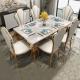 White Marble Dining Table And Chairs Set Stainless Steel Rectangle