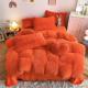 Bright Orange Luxury Shaggy Warm Mink Velvet Crystal Bedding Set for 1.8m 6 feet Beds