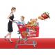 90L-3 supermarket shopping trolley , supermarket shopping cart with TPR wheels