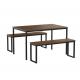 3pcs Kitchen Nook MDF wood Dinning Table And Chair Set With Two Benches