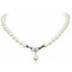 Pearl necklace natural freshwater 8-9 mm nearly round silver pendant