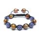 Adjustable Shamballa Bracelet, Blue Rhinestone Ball & Cracked Agate Faceted Rounds